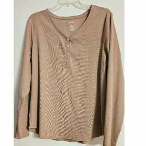 Tan Long Sleeve Henley Top